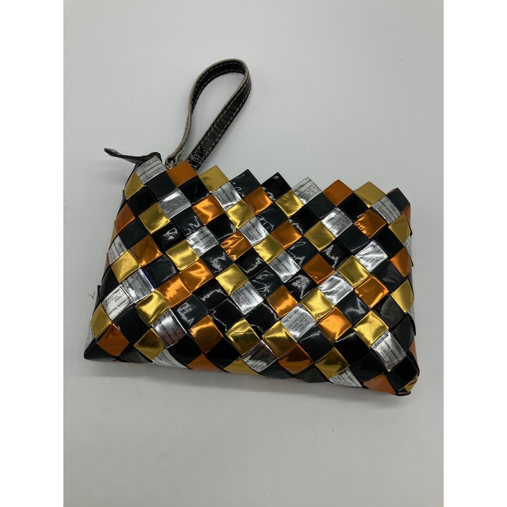 Nahui Ollin Braided Small Bag Recycled Candy‎ Wrapper Metallic Multi Color